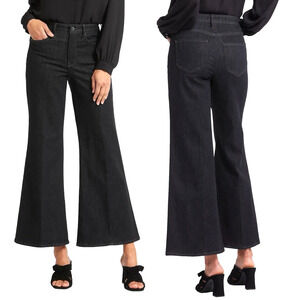 NWT NYDJ Mia Eternity Palazzo Ankle Jean Black Denim Wide Leg Flare Women's Sz 6